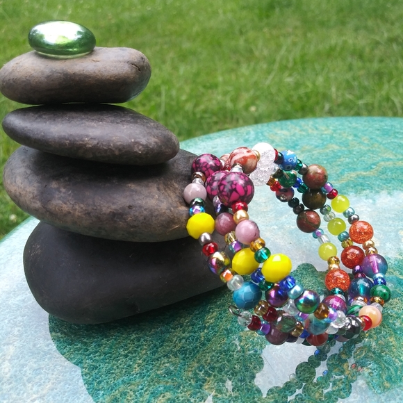 AGATE HOWLITE Crystals Gemstone Bracelet Handmade Beaded Festival Gift Beads - Picture 9 of 17